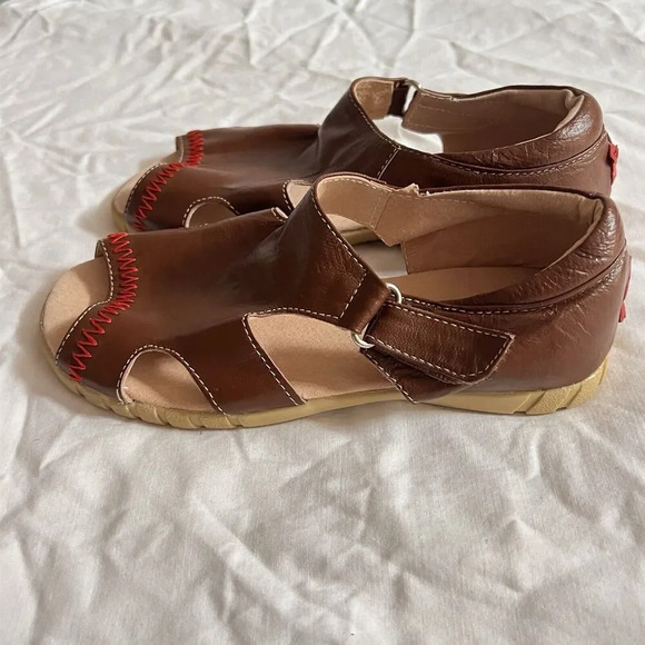 Livie And Luca Brown Sandal Kids Stego Tod Toffee Sz 13 Preppy Unisex Comfort - Picture 6 of 9